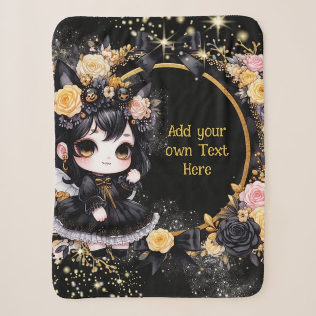 Gothic Girl Custom Deco Goth Kawaii Chibi Sherpadecke (Vorderseite)