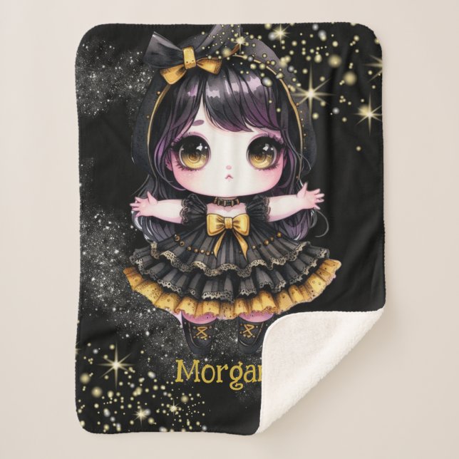 Gothic Girl Custom Deco Goth Kawaii Chibi Sherpadecke (Vorderseite)