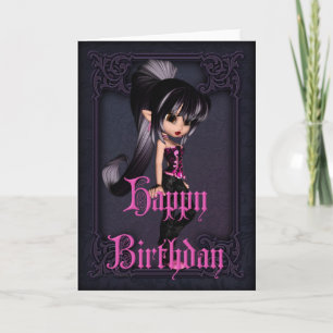Gothic Girl Design 2 Happy Birthday Card Karte