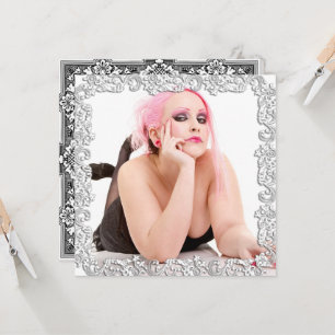 Gothic Girl Foto, "I Miss You" Tribal Border Card Karte
