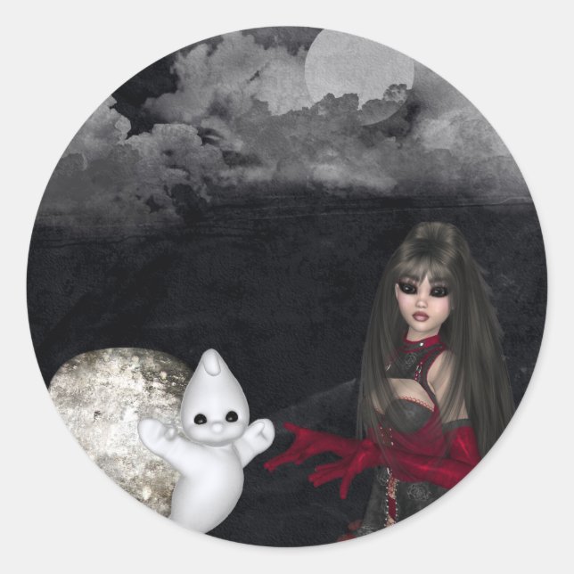 Gothic Girl Grabstein & Ghost Blank Stickers (Vorderseite)