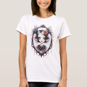 Gothic Girl im viktorianischen Spiegel Halloween T-Shirt