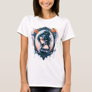 Gothic Girl in Viktorianisch Mirror Halloween T-Shirt