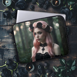 Gothic Girl mit rosa Haar Laptopschutzhülle