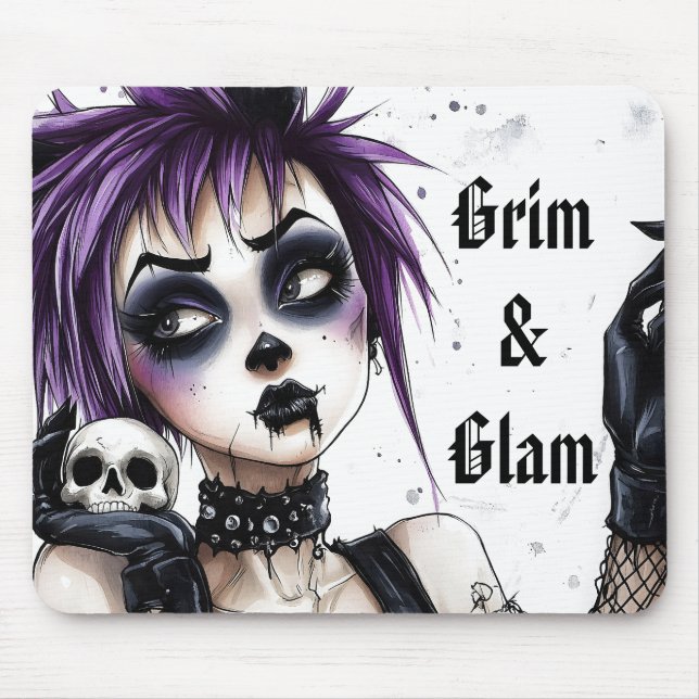 Gothic Girl Portrait - Grim & Glam Mousepad (Vorne)