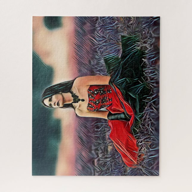 Gothic Girl Sitzen Romantische Frau individuell an (Vertikal)