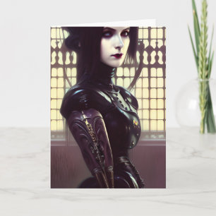 Gothic Girl Steampunk Verschiedene farbige Augen Karte