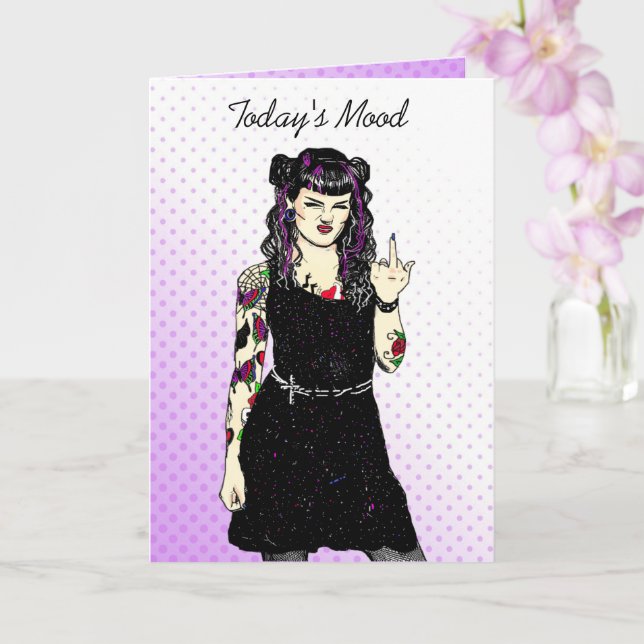 Gothic Girl Umdrehe den Vogel, Heutige Stimmung Karte (Orchidee)
