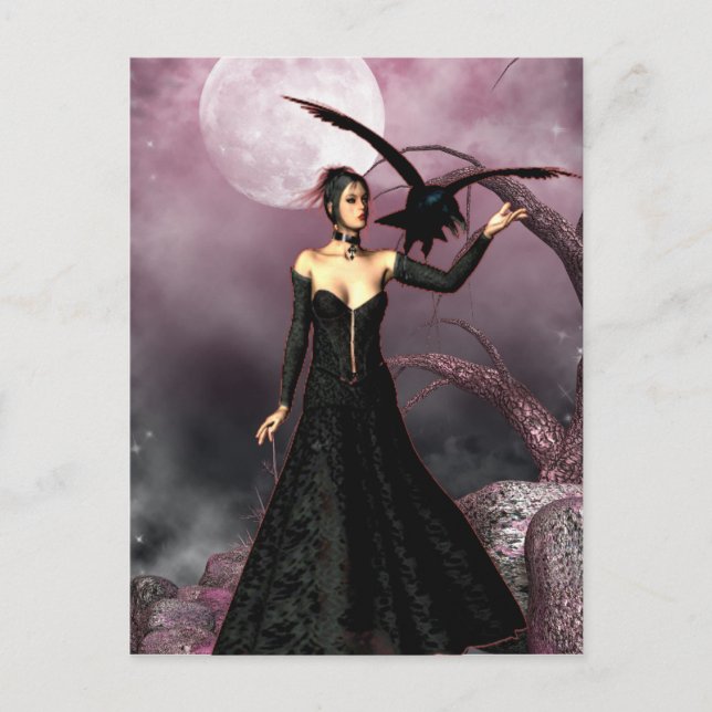 Gothic Girls Red Hexe Fantasie Postcard Postkarte (Vorderseite)