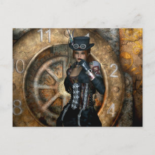 Gothic Girls Zeit, Steampunk zu verschwenden Postkarte
