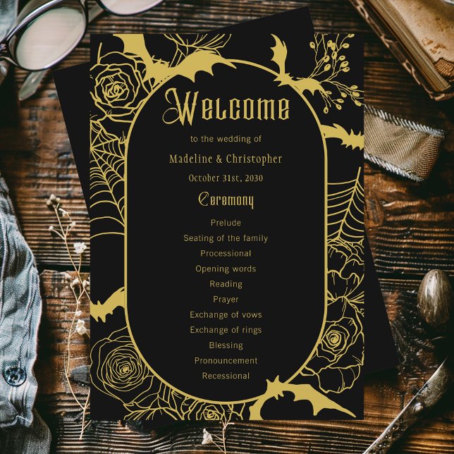 Gothic Glam Black Gold Hochzeitsprogramm Programm (Von Creator hochgeladen)