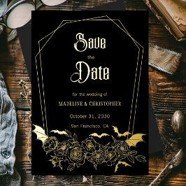 Gothic Glam Black Wedding Save the Date Folieneinladung