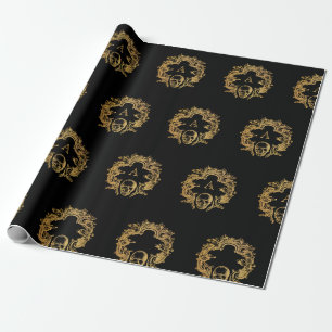 Gothic Glam Monogram Skull   Geschenkpapier