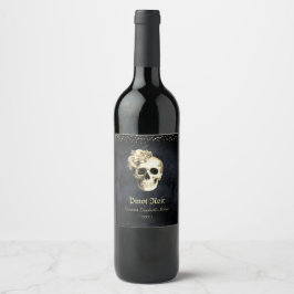 Gothic Glam Party Skull Weinetikett