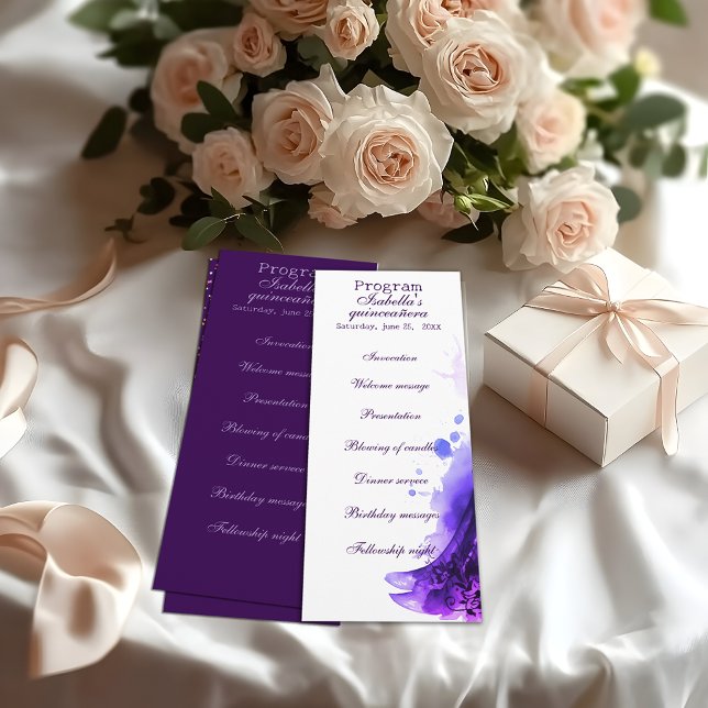 Gothic Glam Quince lila Programm Quinceañera (Von Creator hochgeladen)