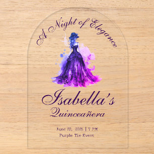Gothic Glam Quince Wasserfarben lila Kleid Acryleinladungen
