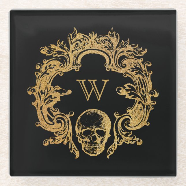 Gothic Glam | Untersetzer aus Glas | Schwarz (Vorderseite)
