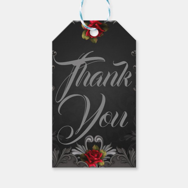 Gothic Glamour Rote Rose Schwarzer Zierfilm Geschenkanhänger (Vorderseite)