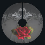 Gothic Glamour Rote Rose Schwarzer Zierfilm Polyester Weihnachtsbaumdecke<br><div class="desc">mit oder ohne Text anpassen</div>