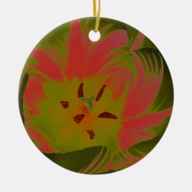 Gothic Gloomy Red Tulip Custom Geburtstag Keramikornament (Vorne)