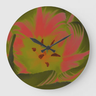 Gothic Gloomy Red Tulip Wall Clock Große Wanduhr