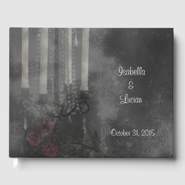 Gothic Glow Candle Light Rose Hochzeit Gästebuch (Vorderseite)