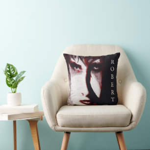 Gothic God Post Punk Goth Musik Mann Porträt Kunst Kissen