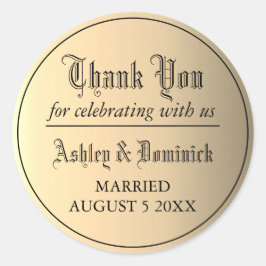 Gothic Gold Danke Gastgeschenk Hochzeit Runder Aufkleber