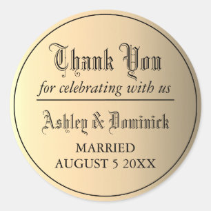 Gothic Gold Dankeschön Hochzeitsgeschenk Runder Aufkleber