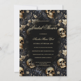 Gothic Gold Floral Skulls Moody Brautparty Einladung
