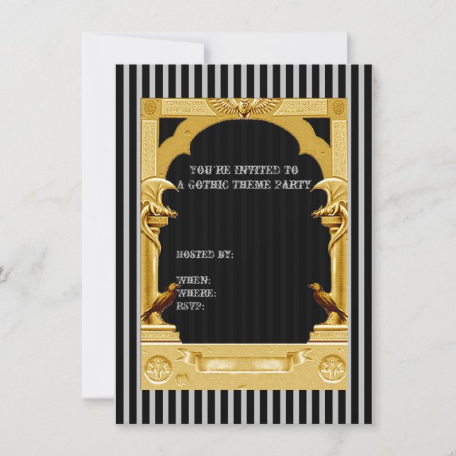 Gothic Gold Frame Invitation (Devant)