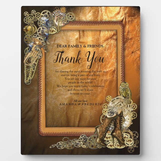 Gothic-Gold-Steampunk-Hochzeit auf Leder Fotoplatte (Vorderseite)