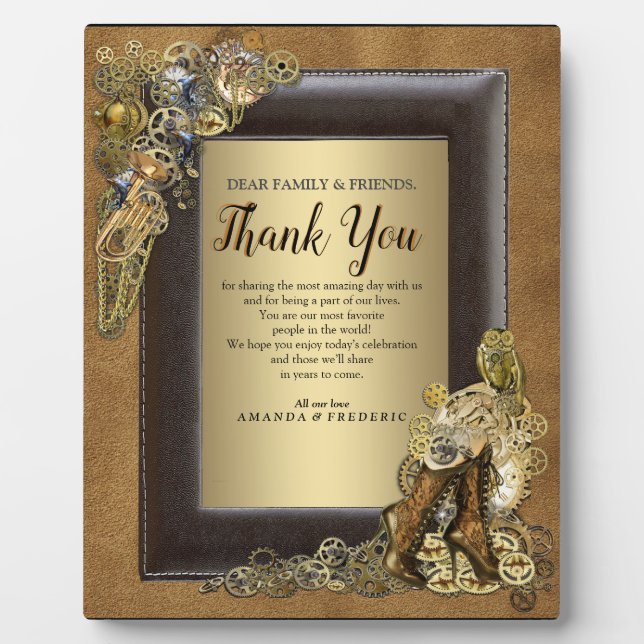 Gothic-Gold-Steampunk-Hochzeit auf Wildleder Fotoplatte (Vorderseite)