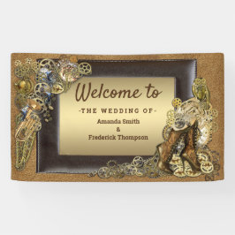Gothic-Gold-Steampunk-Skulpturen auf Wildleder Banner