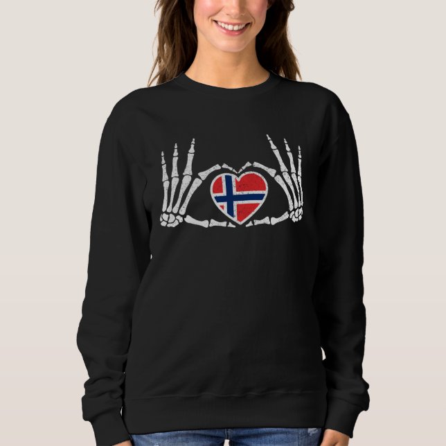 Gothic Goth Skeleton Norway Norwegian Halloween Co Sweatshirt (Vorderseite)