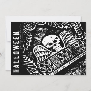 Gothic Grabstein Skull and Wings Halloween-Party Einladung