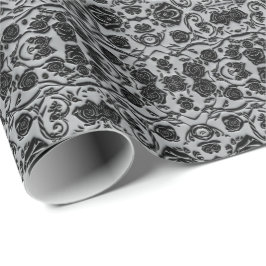 Gothic Graveyard Black Rose Muster Geschenkpapier