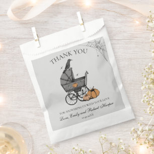 Gothic Gray Baby Carriage Baby Shooter Vielen Dank Geschenktütchen