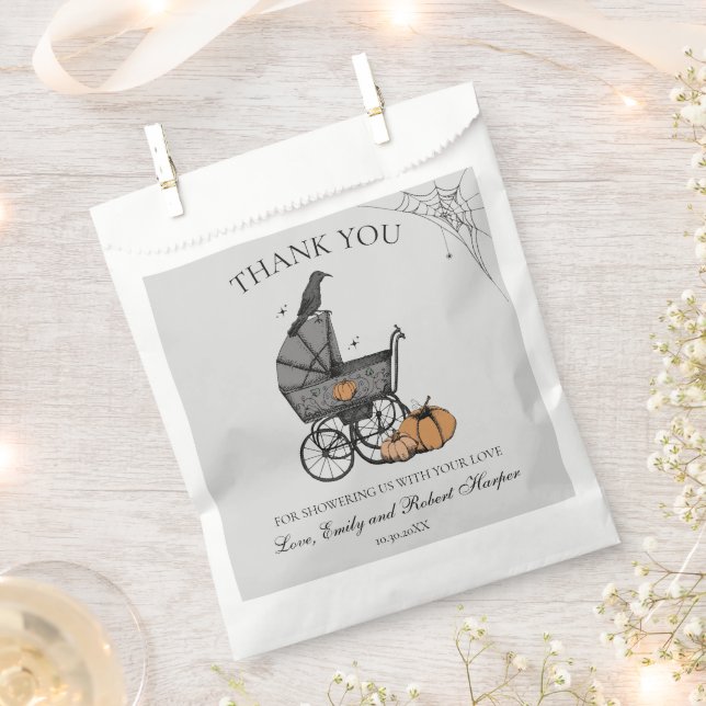 Gothic Gray Baby Carriage Baby Shooter Vielen Dank Geschenktütchen (Ausgeschnitten)