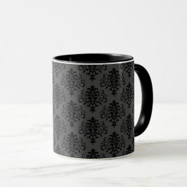 Gothic Gray Black Damask Muster Tasse