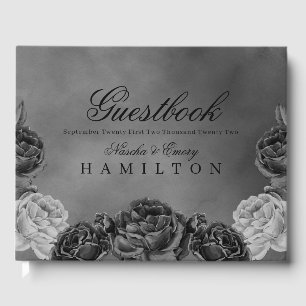 Gothic Gray Elegante Rose Hochzeit Gästebuch