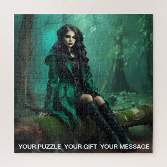 Gothic Green Dark Forest Girl (Vertikal)