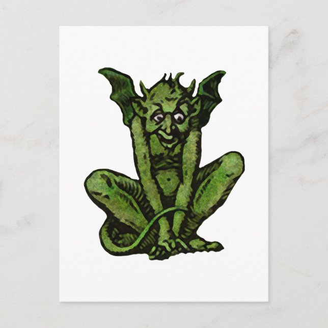 Gothic Green Goblin Fantasy Demon Creature Postkarte (Vorderseite)