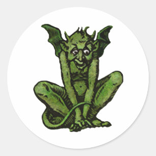 Gothic Green Goblin Fantasy Demon Creature Runder Aufkleber