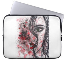 Gothic Grunge Abstract Mädchenporträt Linienkunst