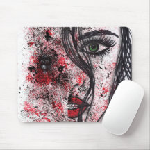 Gothic Grunge Abstract Mädchenporträt Linienkunst