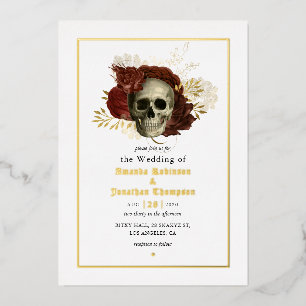 Gothic Grunge Blues Skull Wedding Foil Einladung