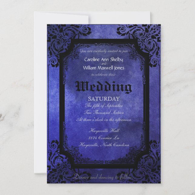 Gothic Grunge Filigree Wedding Einladung (Vorderseite)