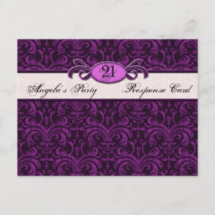 Gothic Grunge Fuchsia Geburtstagsparty Antwort UAW Einladungspostkarte