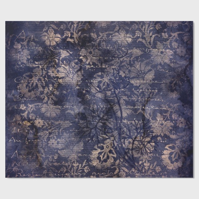 Gothic Grunge Indigo  Geschenkpapier (Flach)